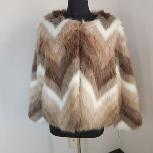 NWT Alfani Faux Fur Short Jacket Geometric Pattern